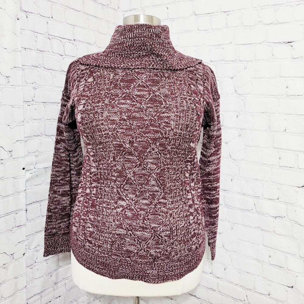 NWT Jason Maxwell Purple Marled Cable Knit Turtleneck Sweater Large